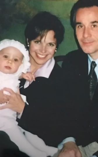 Little Caroline Couric Monahan with her parents Katie Couric and John Monahan